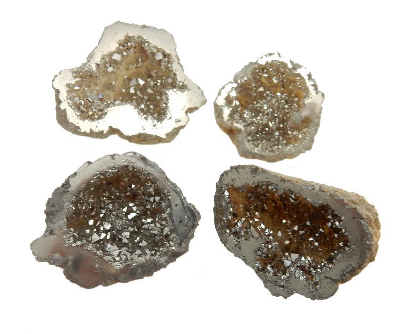 4 mystic half geodes in platinum on white background