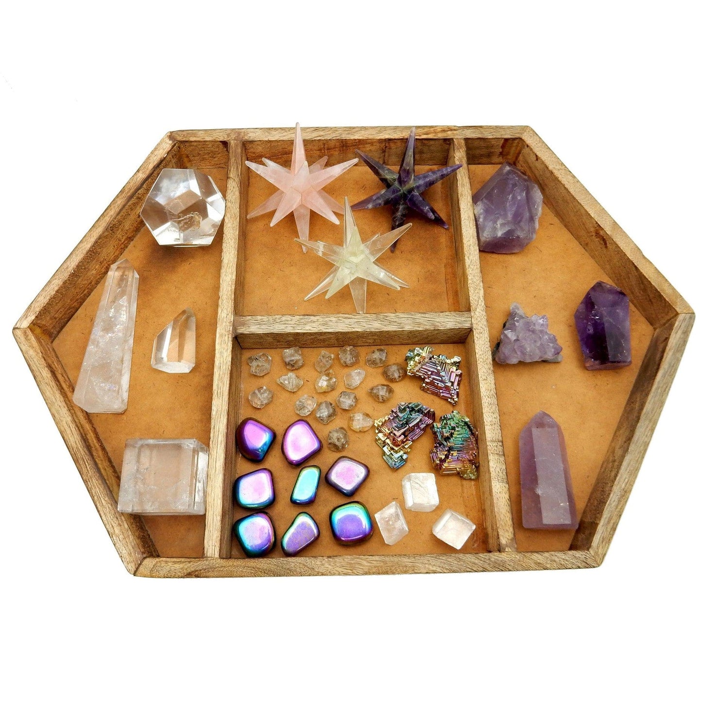 Crystal Display Wood Tray - Crystal Grid- Crystal collector Display Organizer