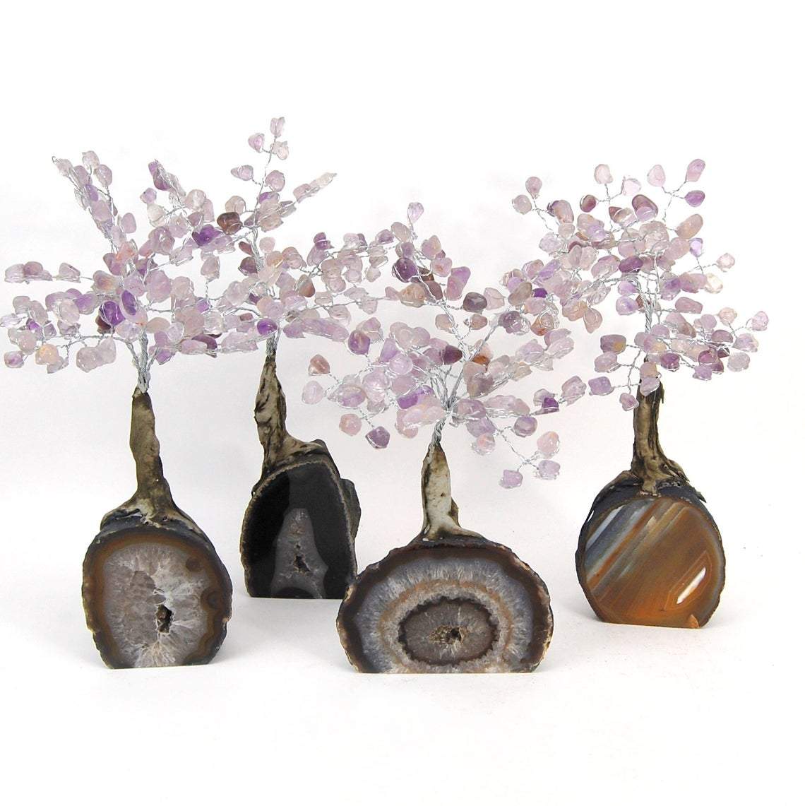 natural base geode trees with amethyst top 