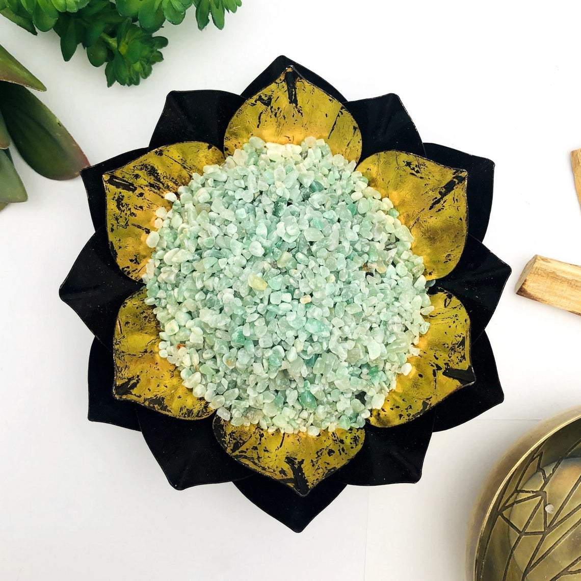 Green Quartz Tiny Chip Stones in a bowl
