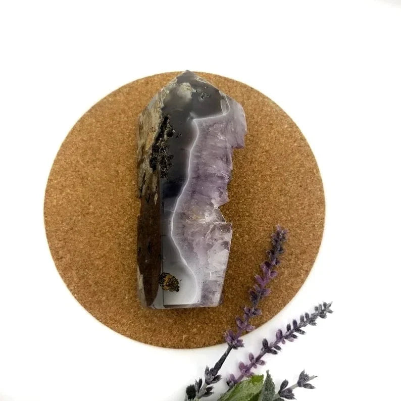 Amethyst Crystal Cut Base side view