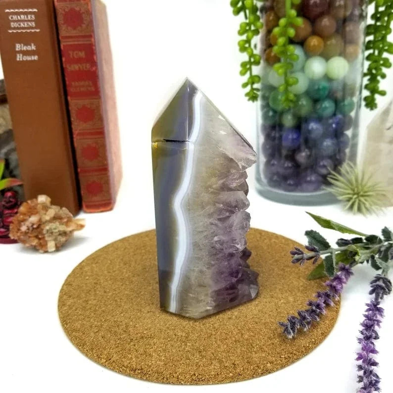 Amethyst Geode Druzy Polished Cut Base side view
