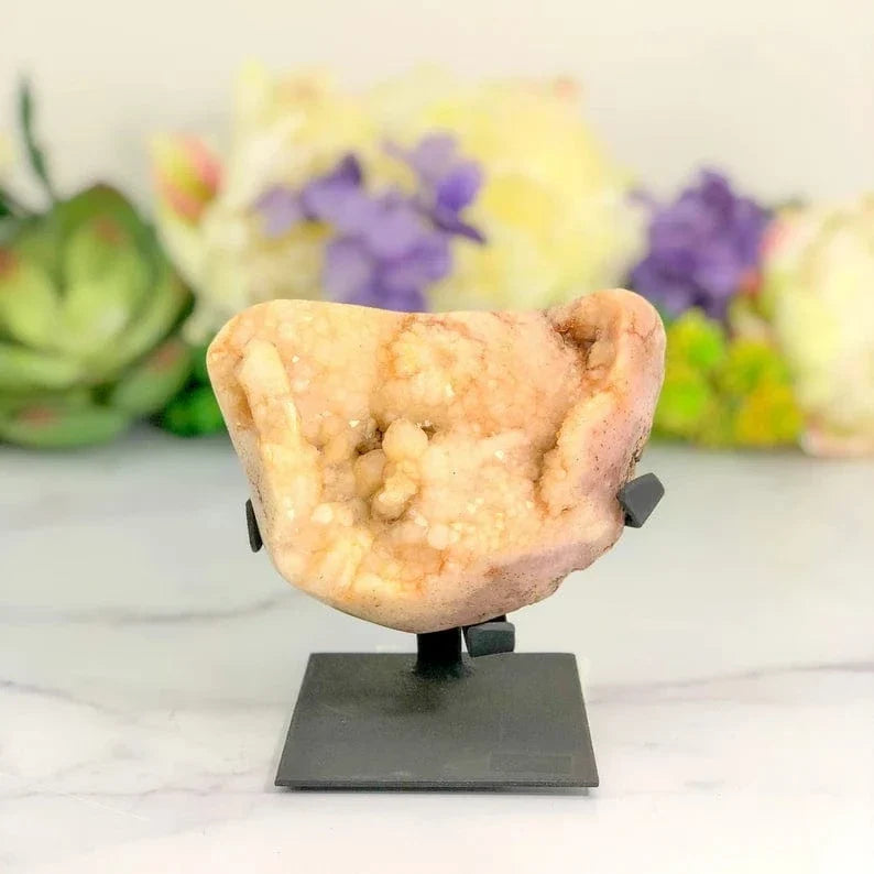 Pink Amethyst Crystal on Metal Stand