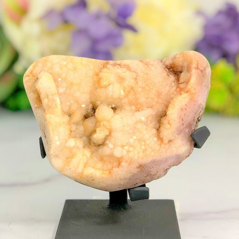 Pink Amethyst Crystal on Metal Stand