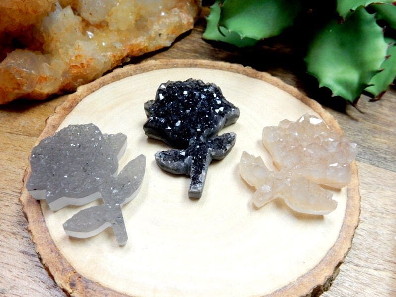 Natural Druzy Rose Crystal Cabachon - Jewelry Making - YOU CHOOSE- Drilled or Undrilled