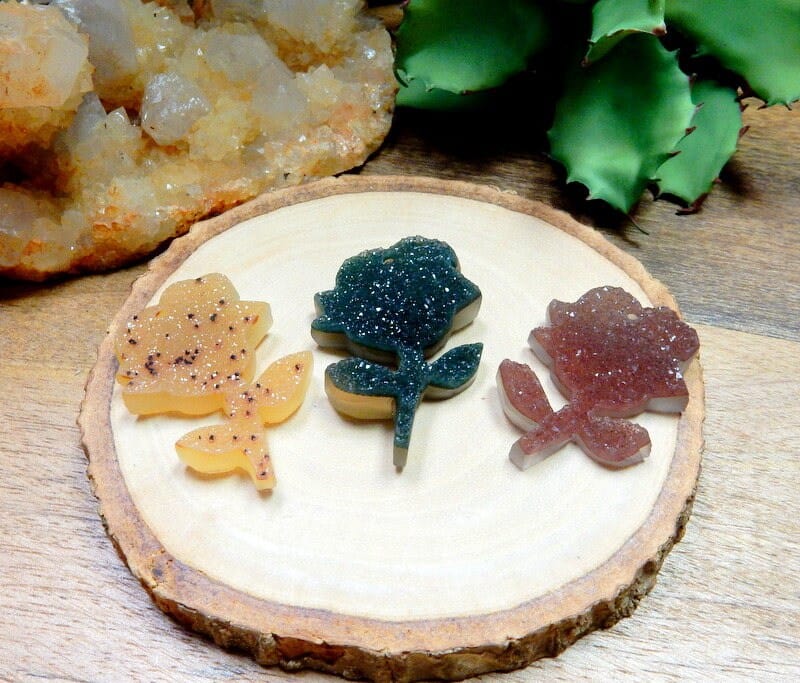 Natural Druzy Rose Crystal Cabachon - Jewelry Making - YOU CHOOSE- Drilled or Undrilled