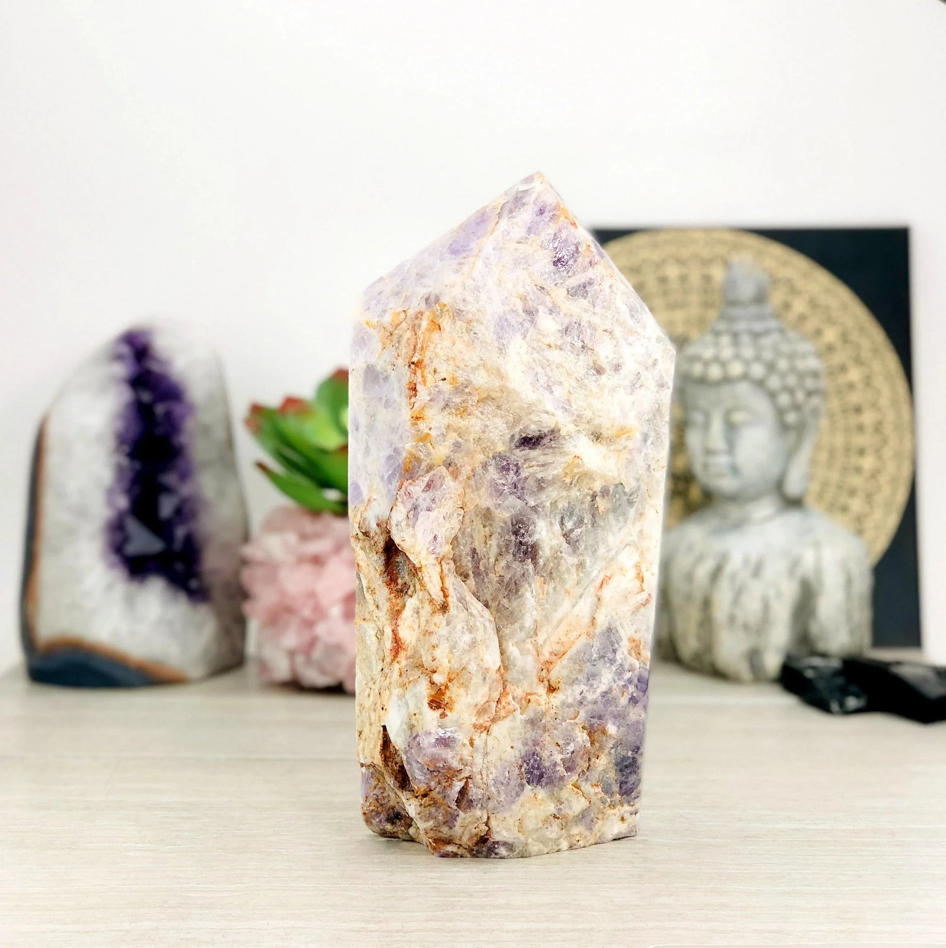 Chevron Amethyst Polished Point Cut Base - One-of-a-Kind back view