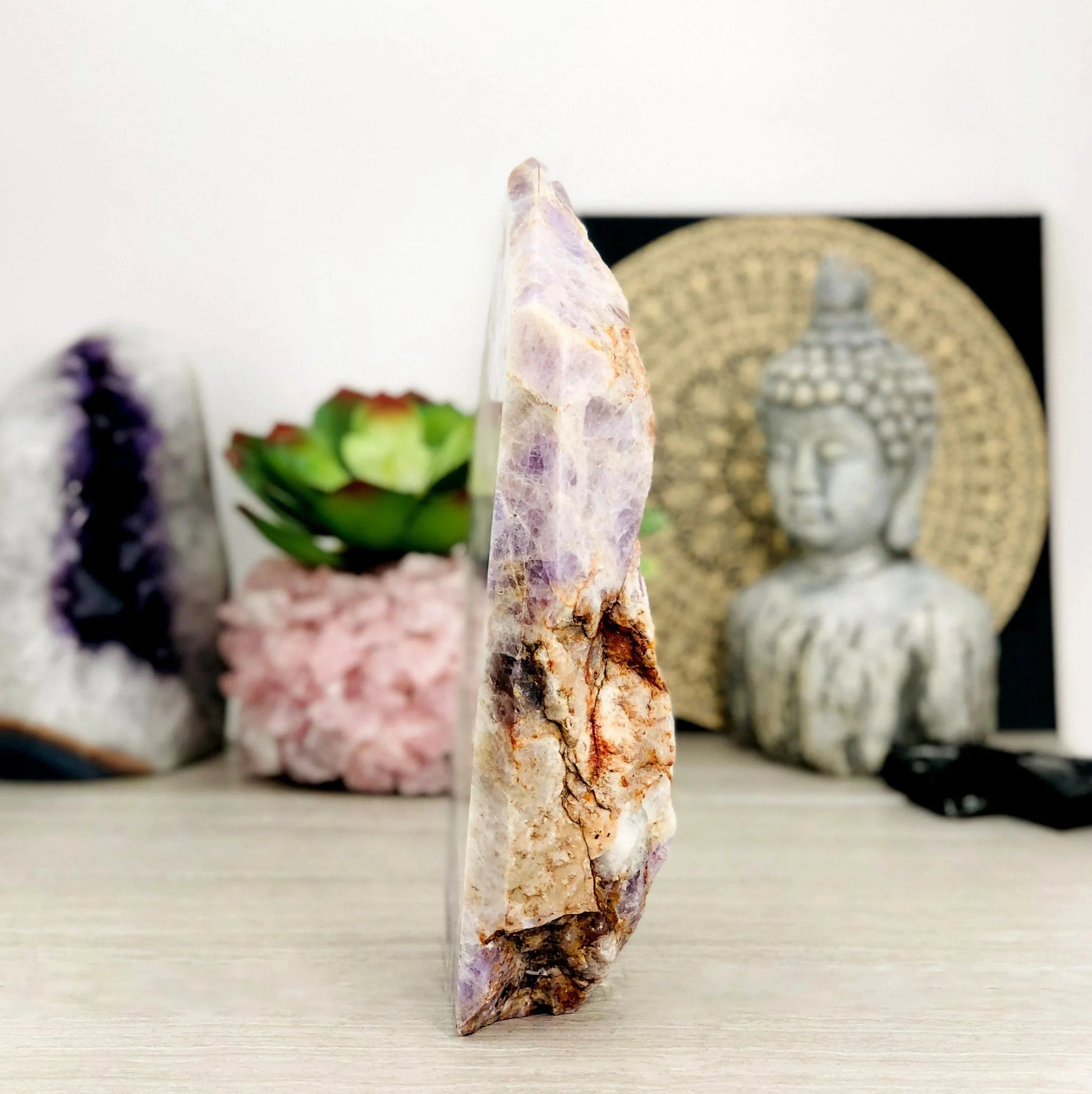Chevron Amethyst Polished Point Cut Base - One-of-a-Kind side view