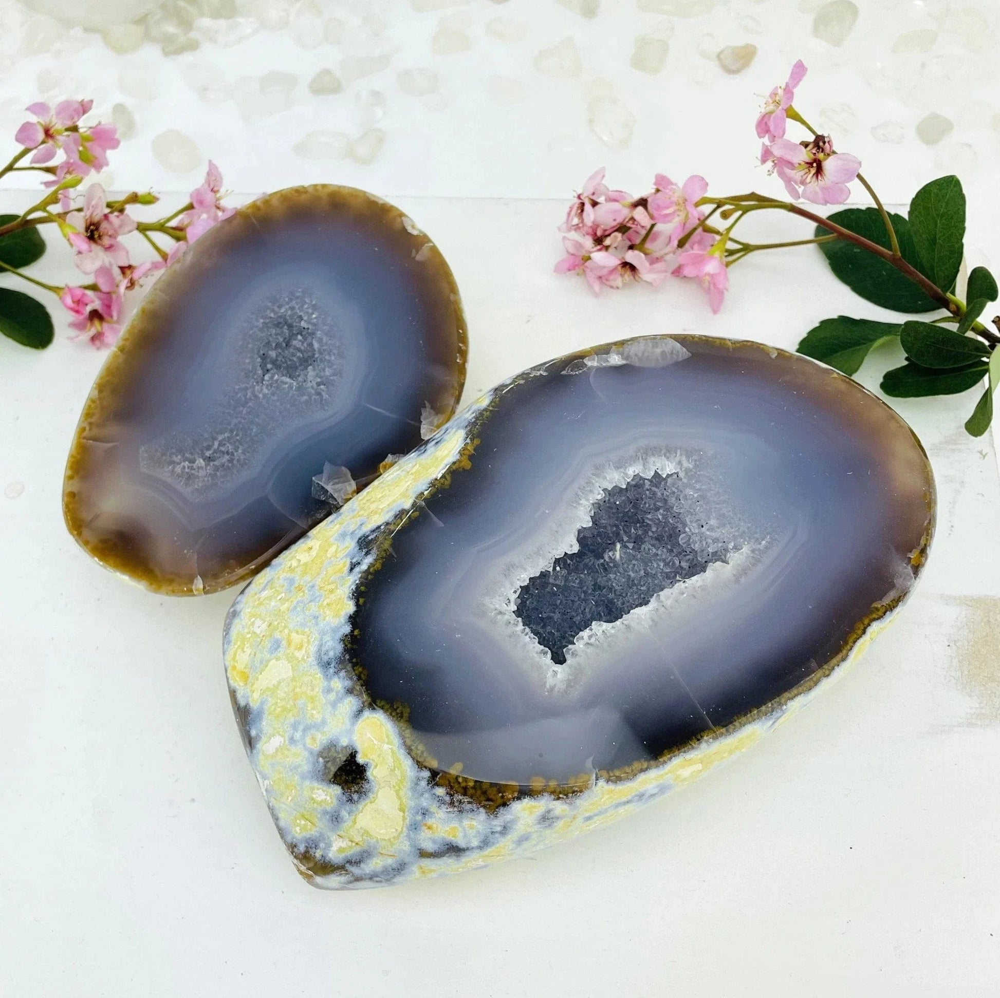 Agate Geode Druzy Box open showing inside