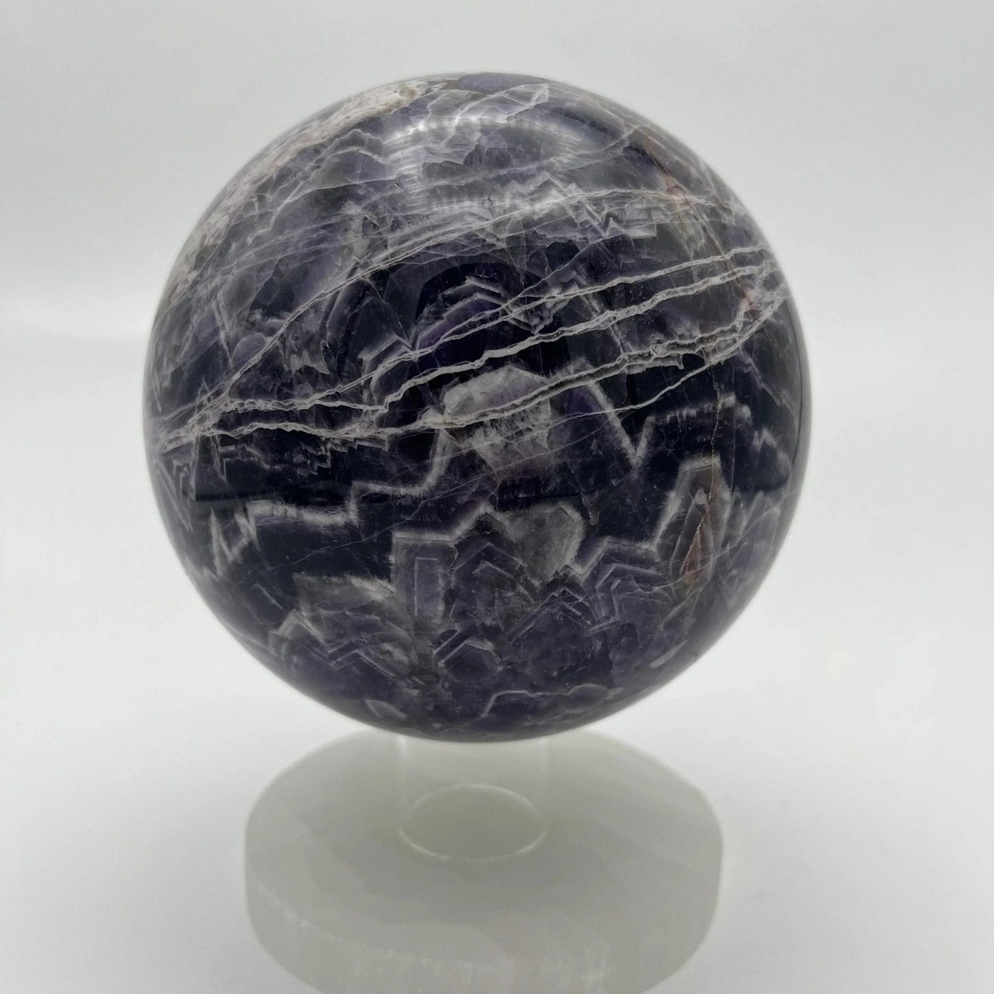 Chevron Amethyst Crystal Ball Sphere close up of another side