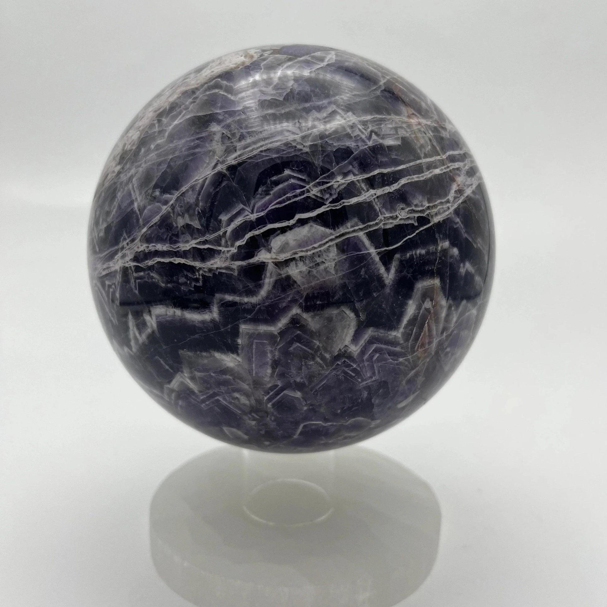 Chevron Amethyst Crystal Ball Sphere close up of another side