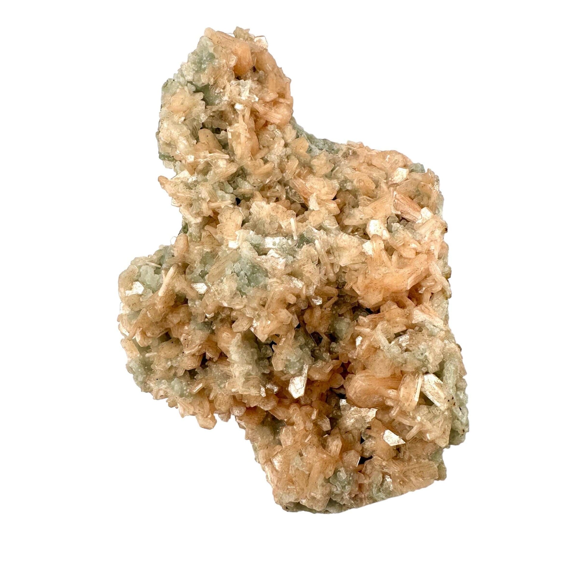 Peach Stilbite Cluster with Apophyllite and Zeolite - Museum Quality side view