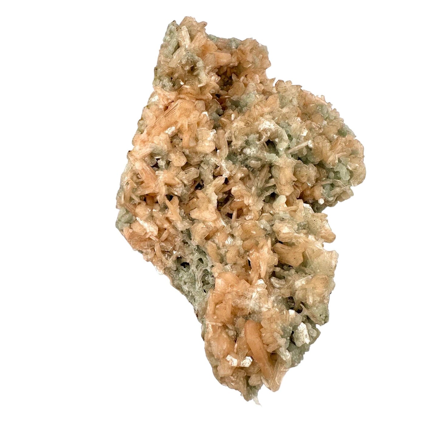Peach Stilbite Cluster with Apophyllite and Zeolite - Museum Quality side view