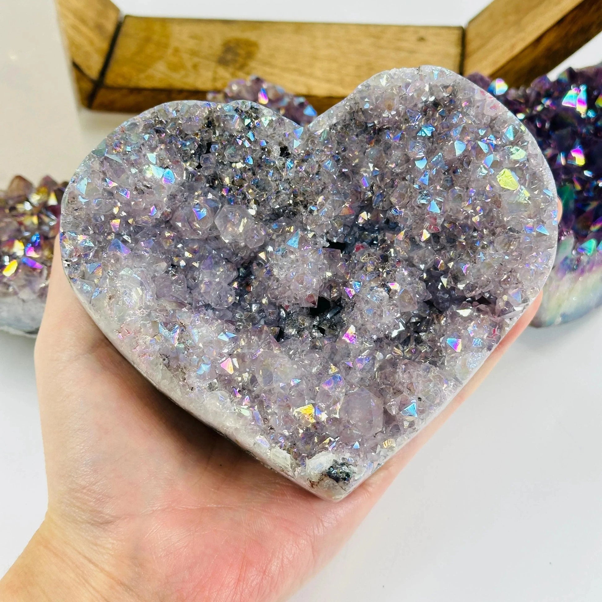 amethyst with decorations in the background