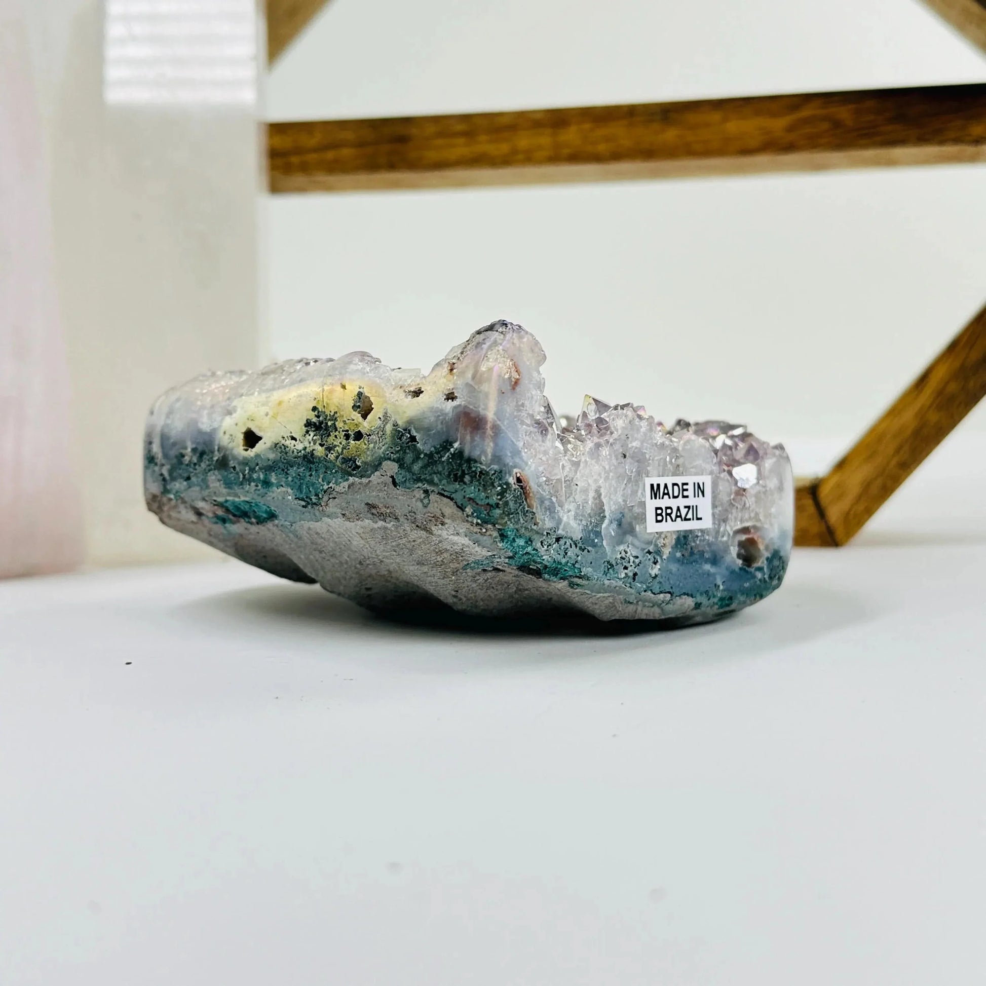 amethyst with decorations in the background