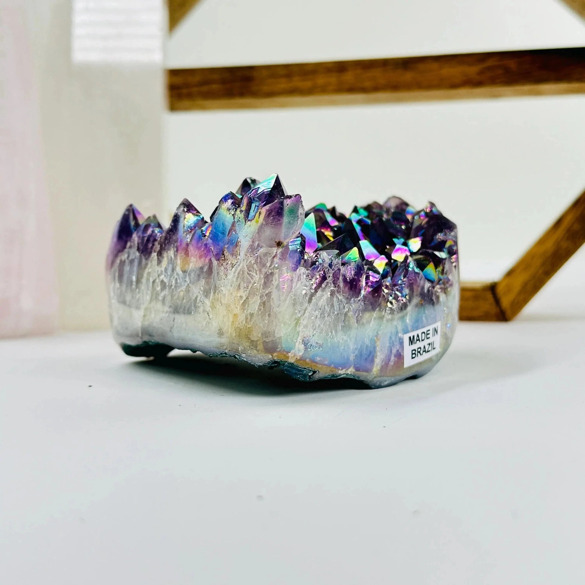 amethyst with decorations in the background