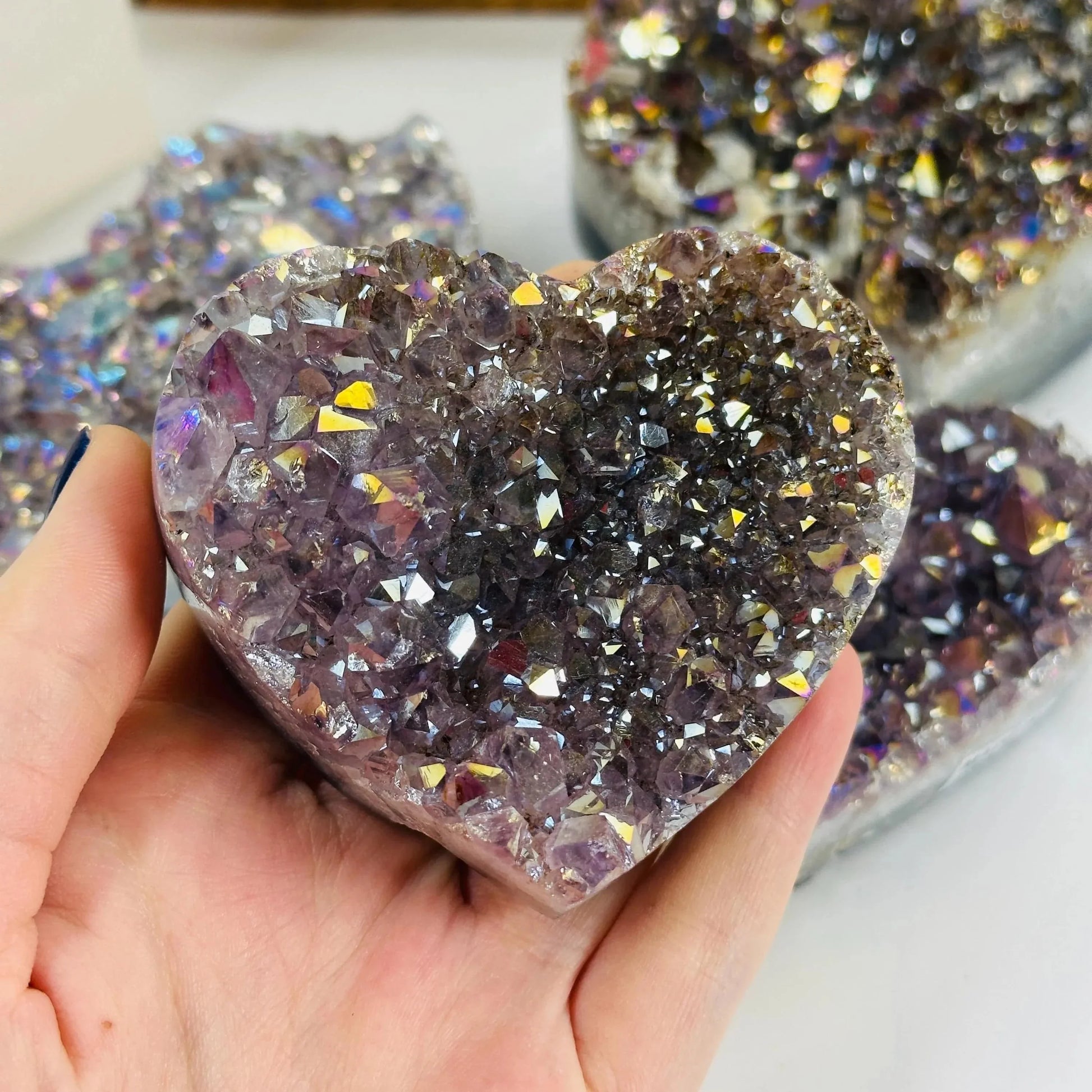 amethyst with decorations in the background