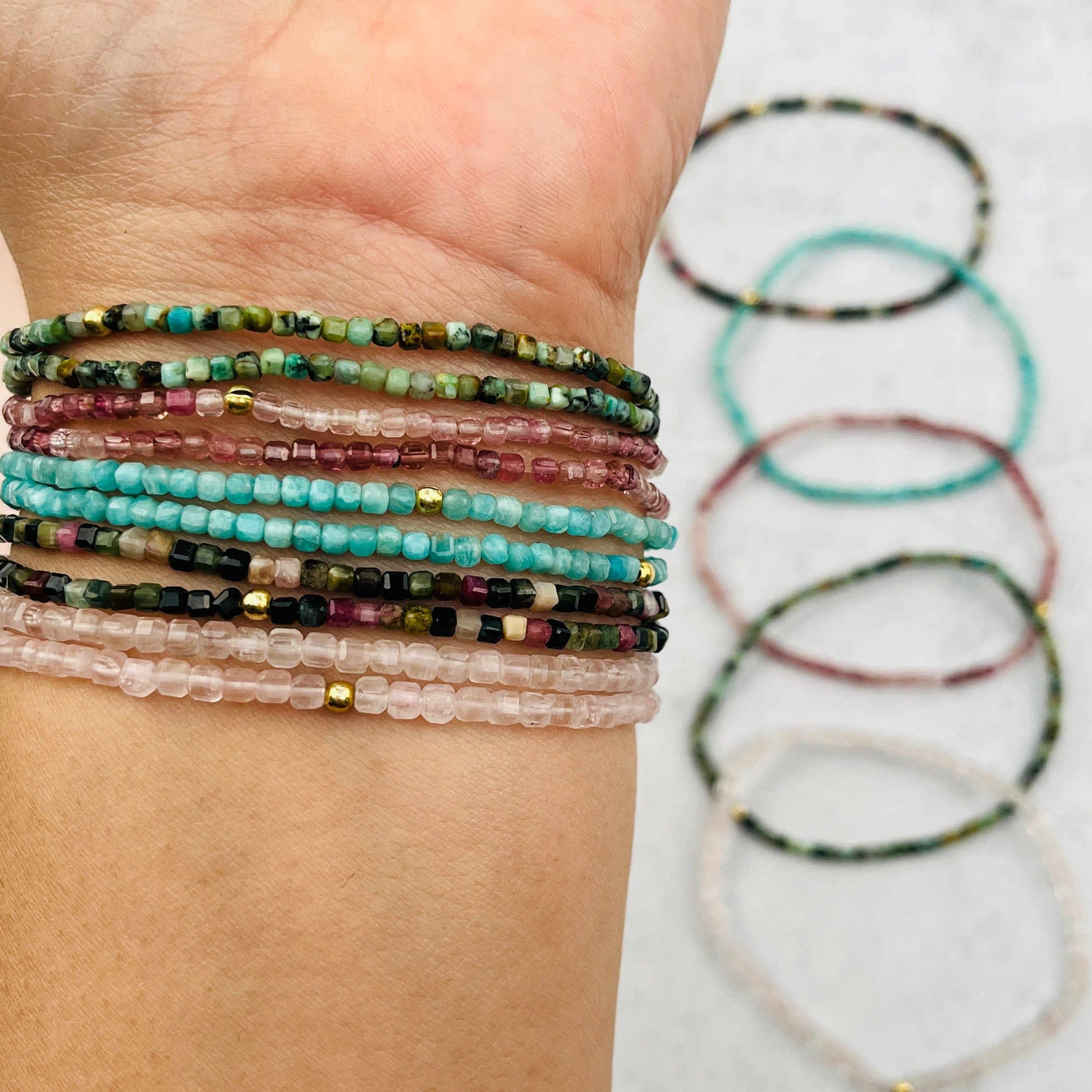 bracelets on wrist to show the size 