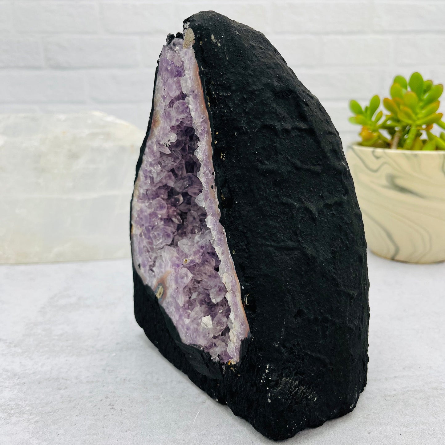 Amethyst Cathedral Geode Crystal - OOAK - Front Side View