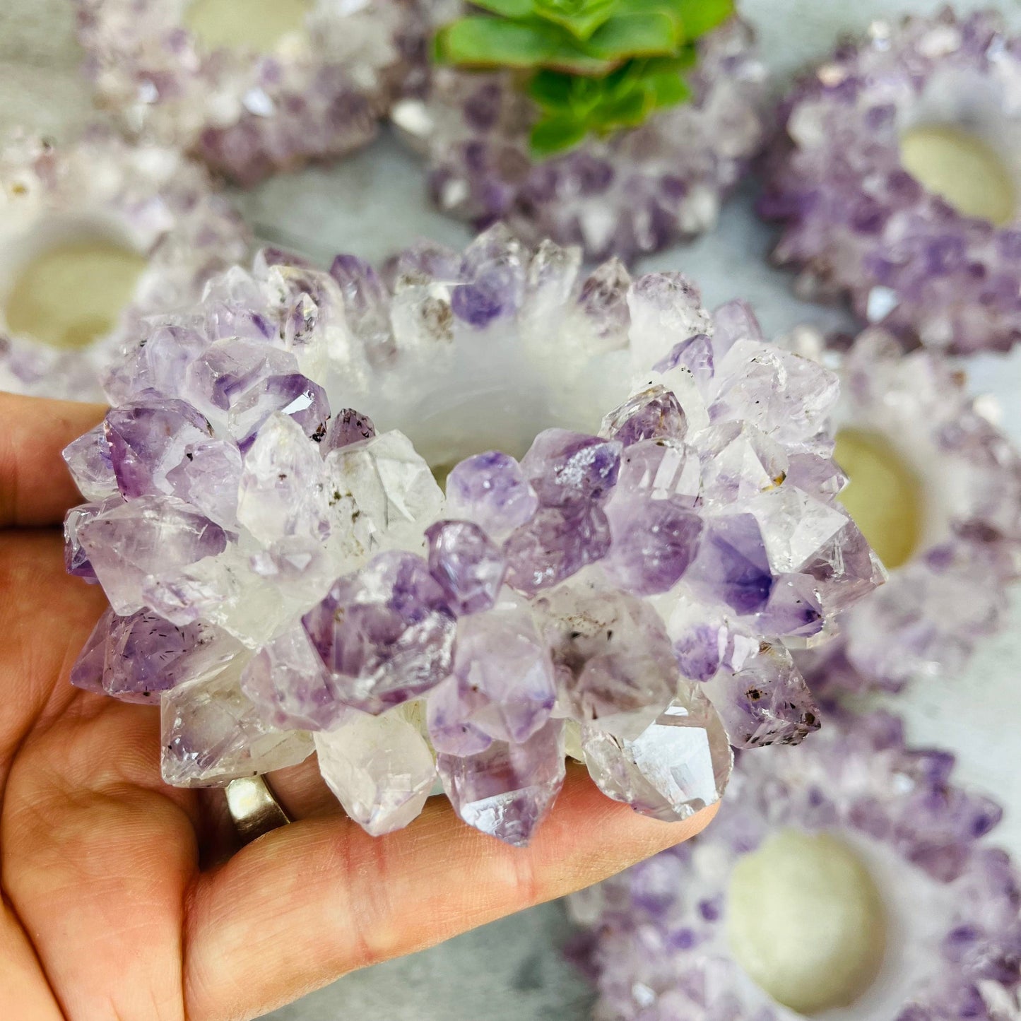 Amethyst Crystal Point Candle Holder -  "B" Quality (RK6A-09)