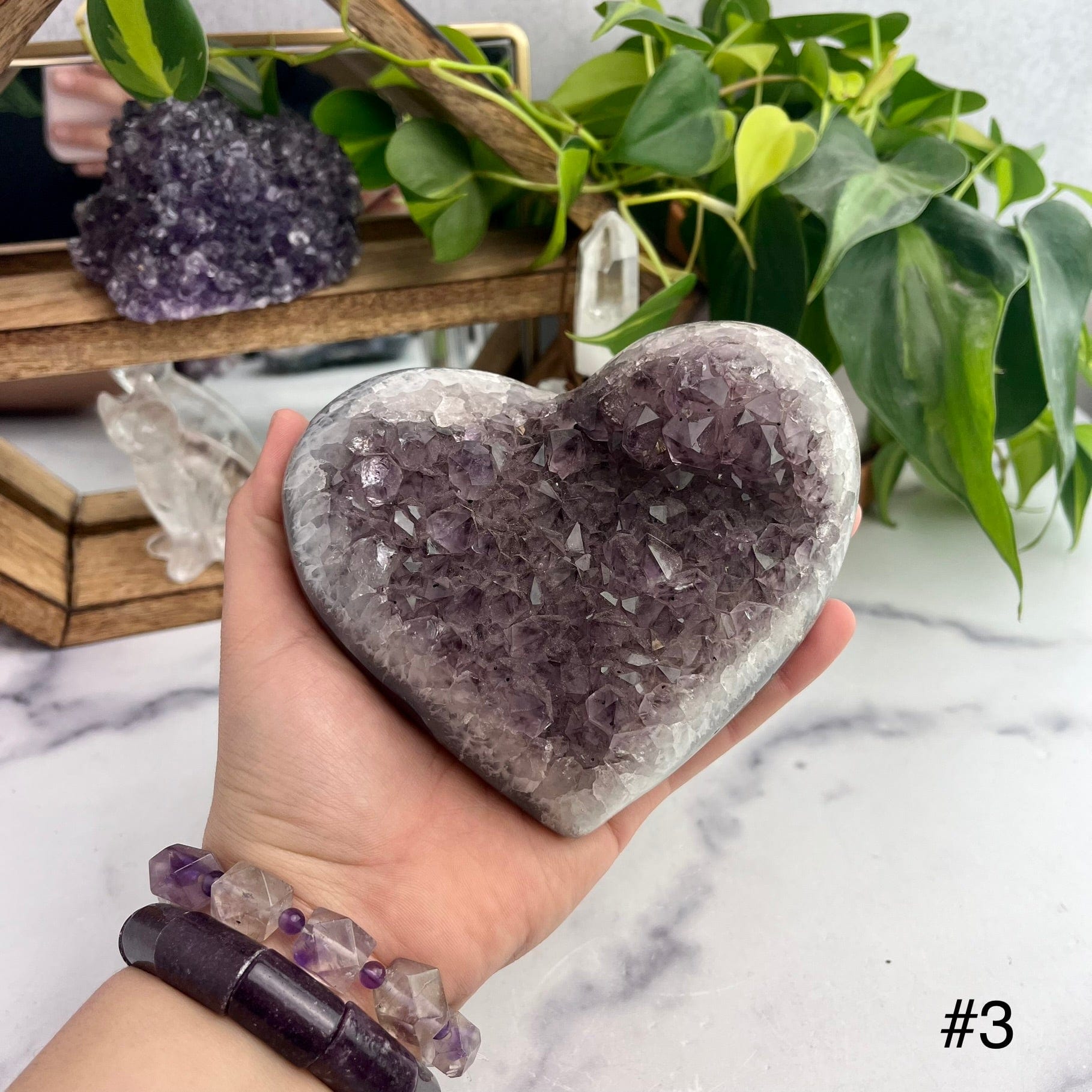 Purple Amethyst Druzy Hearts Front View Of Choice Number Three