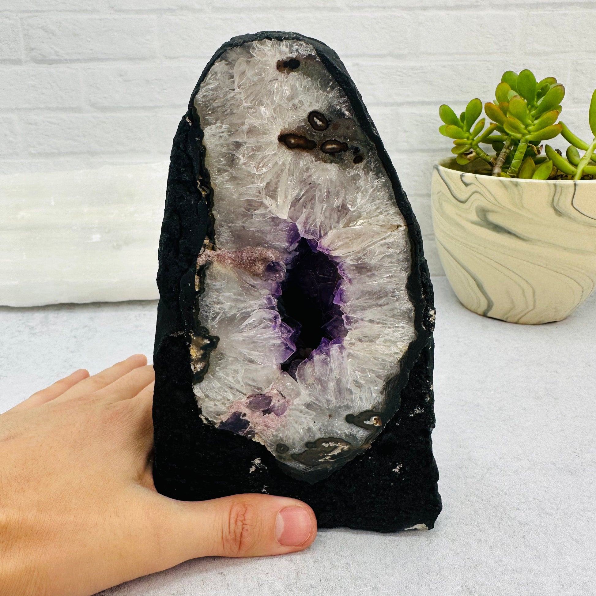 Amethyst Cathedral Geode Crystal - OOAK - With Finger Reference