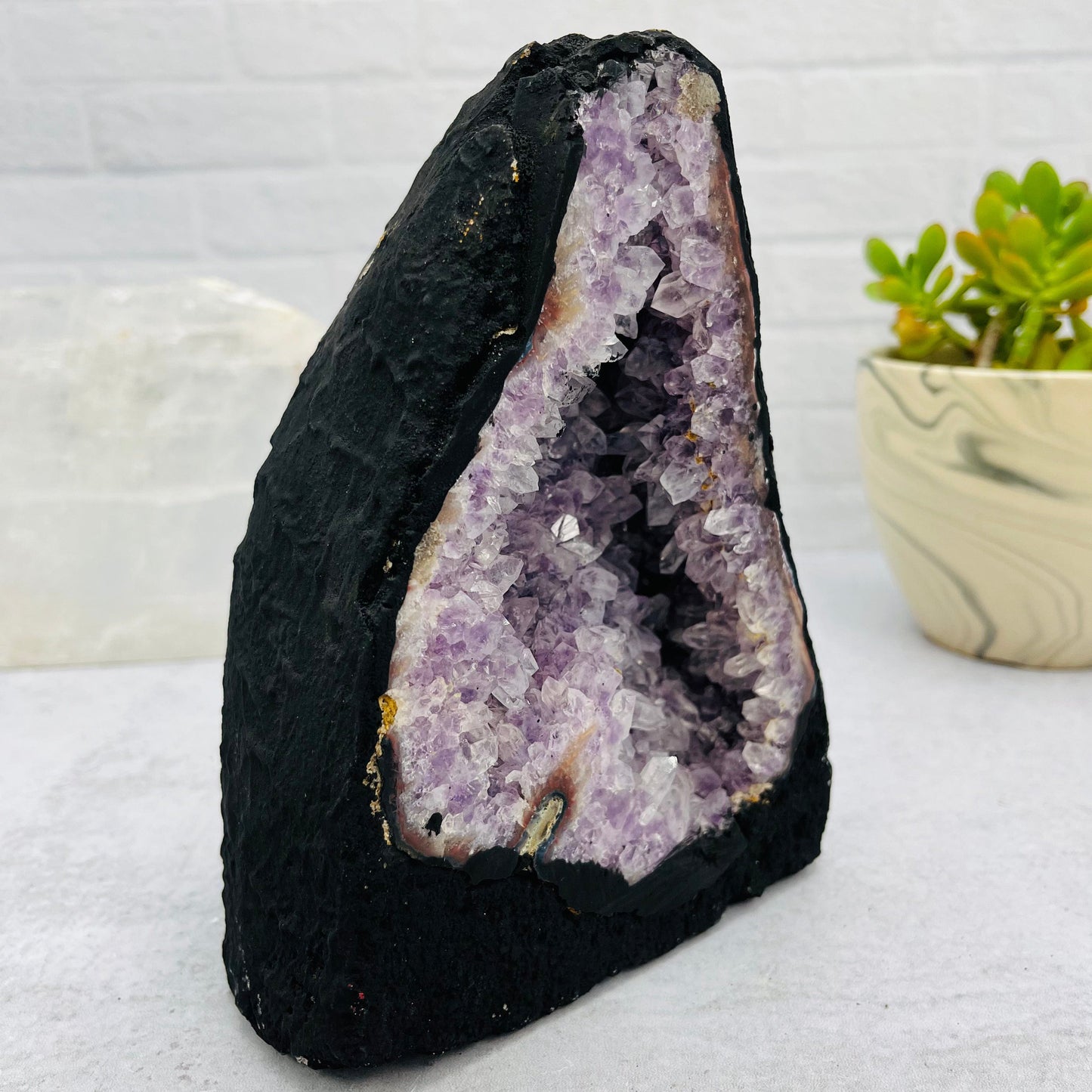 Amethyst Cathedral Geode Crystal - OOAK - Front Side View