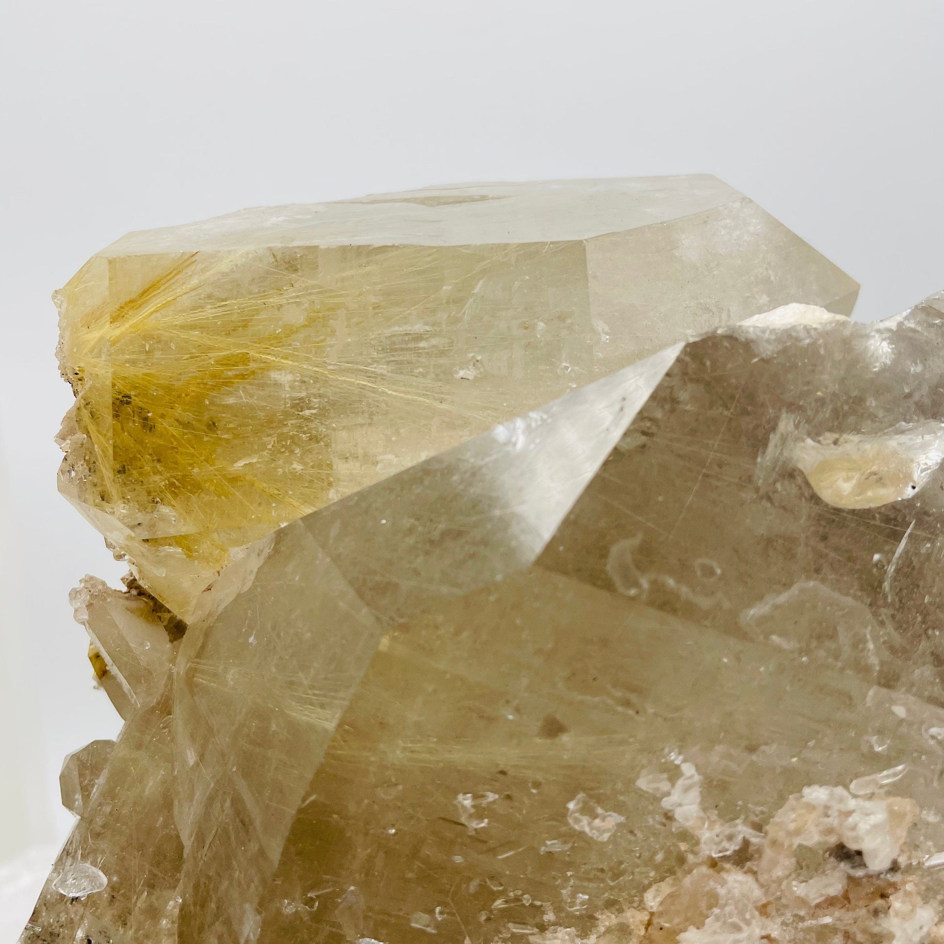 up close shot of rutilated quartz cluster