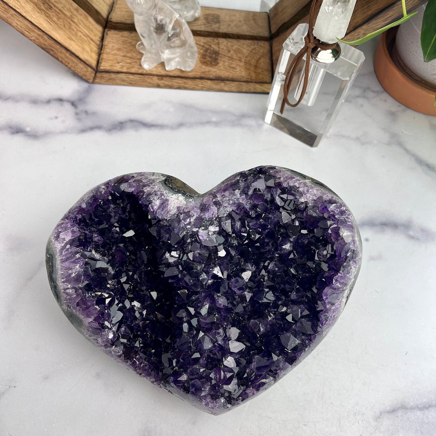 Purple Druzy Amethyst Heart Top View