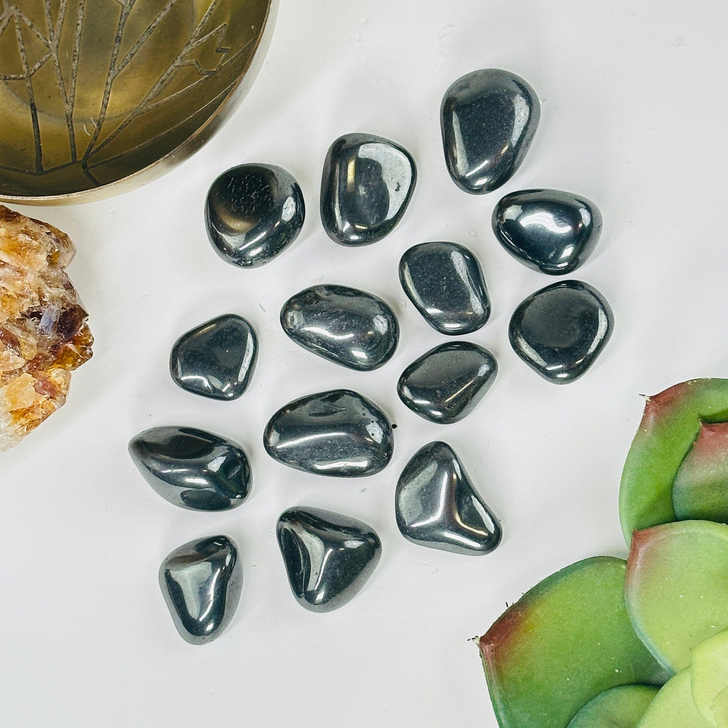 silver hematite on a white background