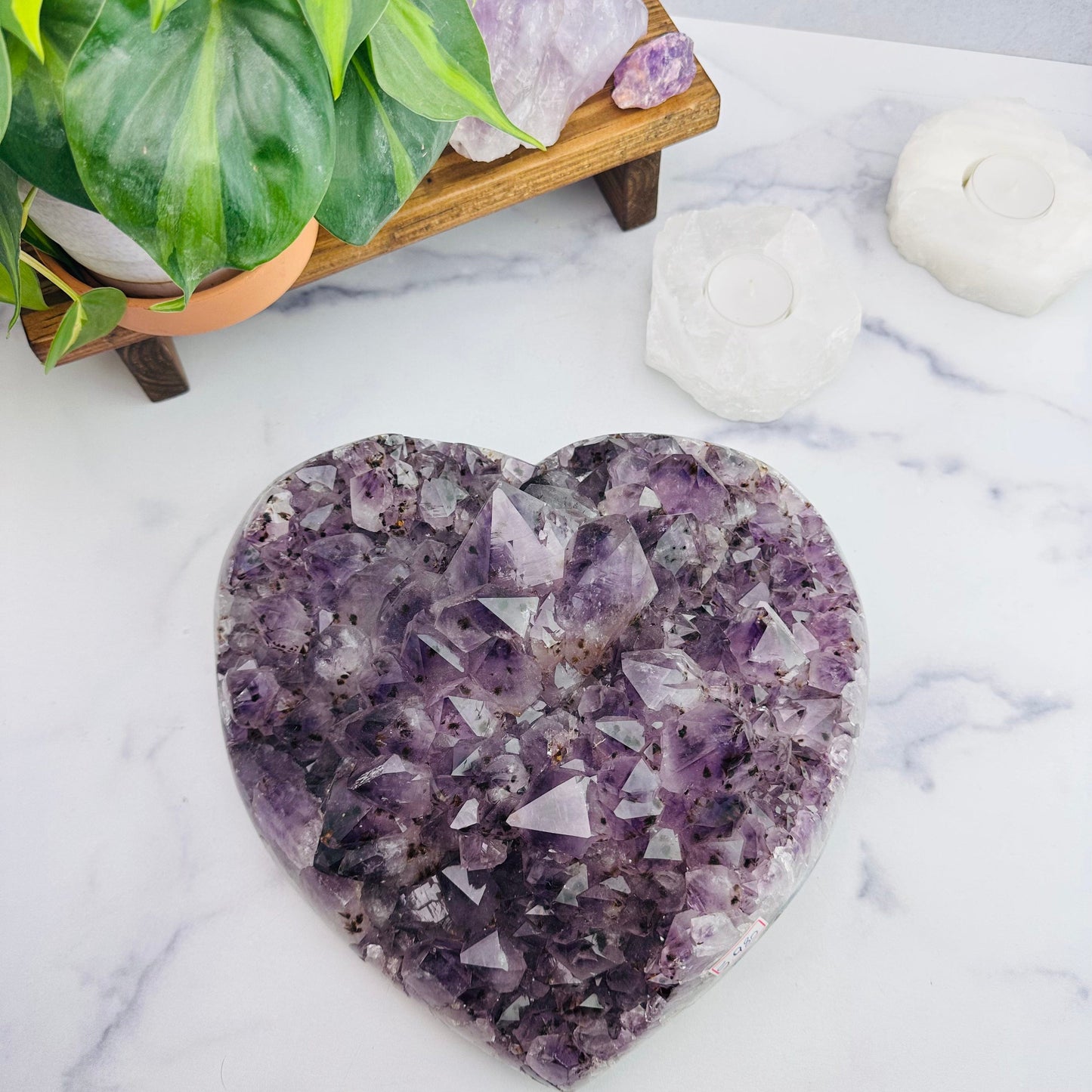 Amethyst Druzy Heart Crystal Top View
