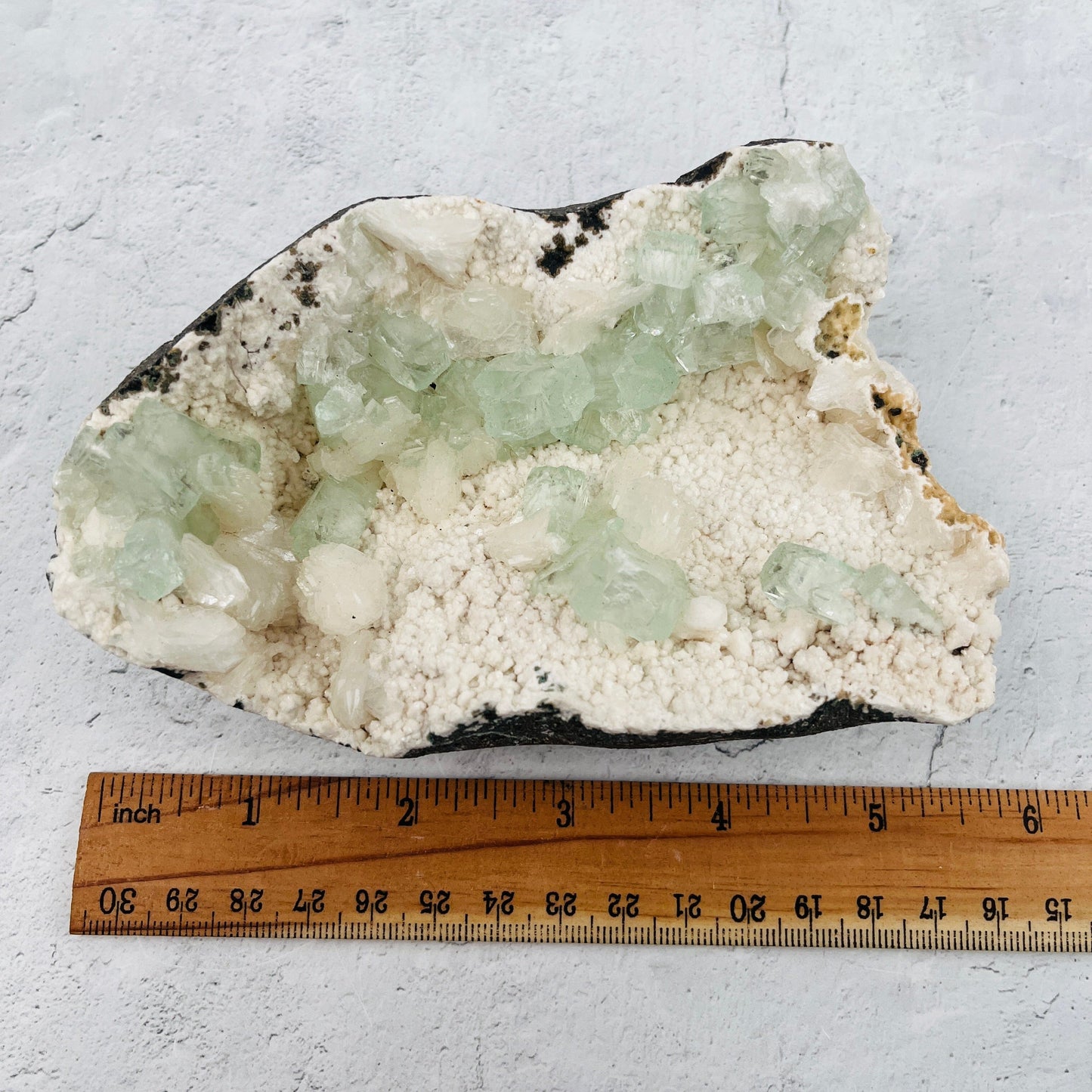 Green Apophyllite with Stilbite Crystal Clusters Zeolites - With Measurements