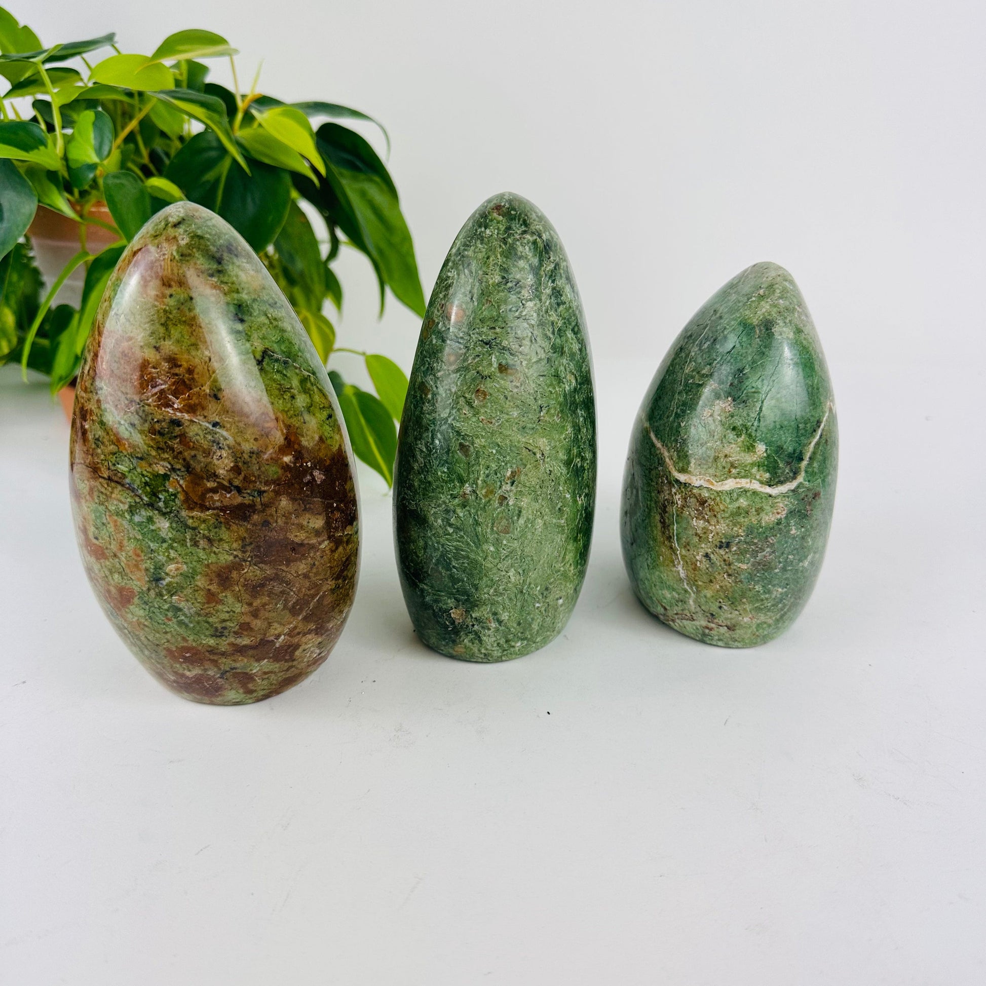 Green Opal Polished Cut Base - Lot of 3