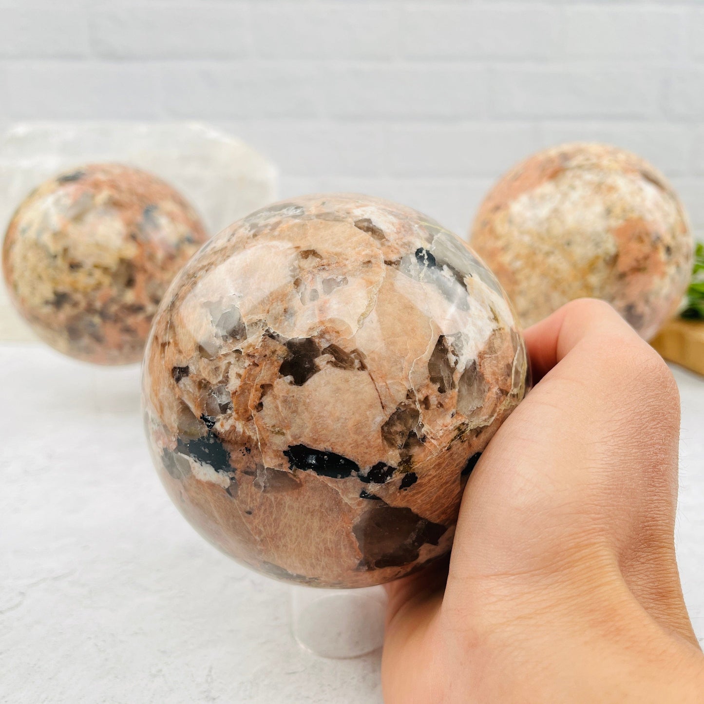  Tourmaline with Felt Spar Polished Sphere - You Choose- with hand
