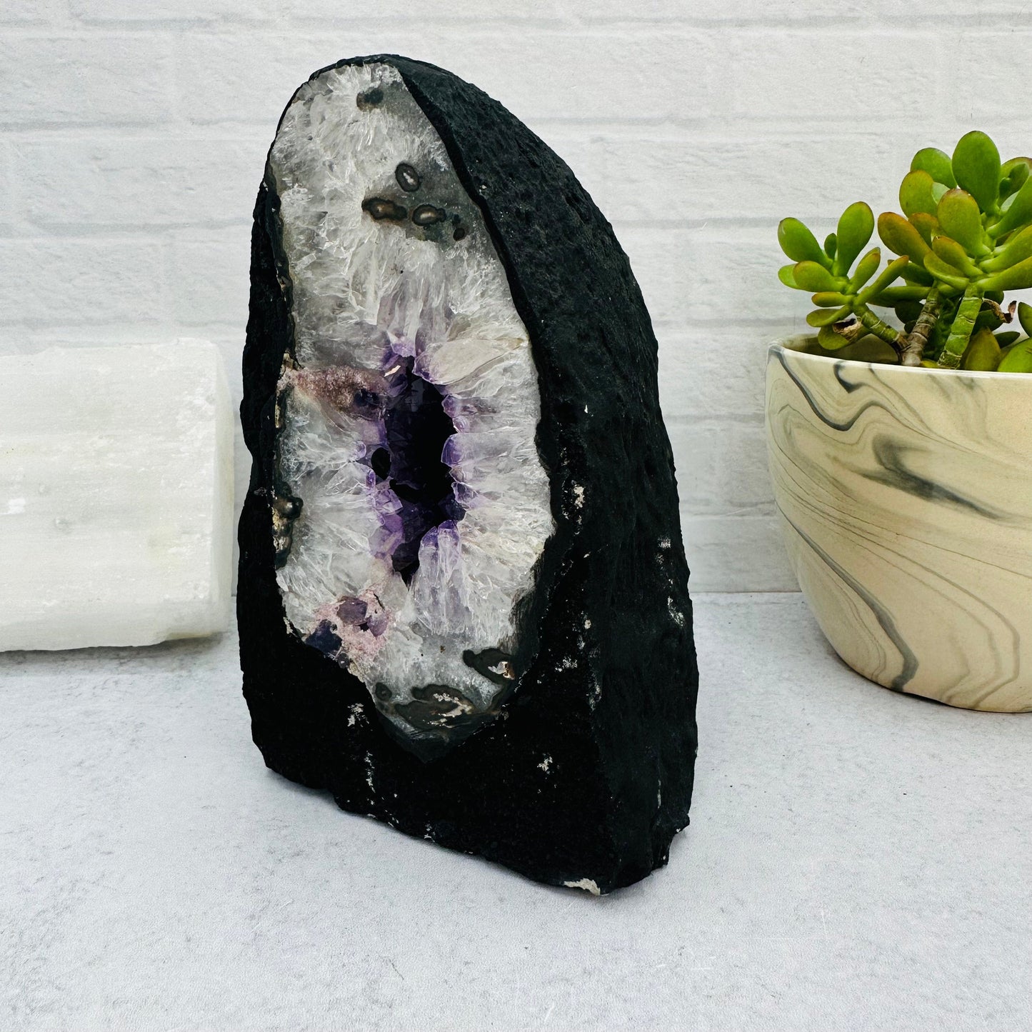 Amethyst Cathedral Geode Crystal - OOAK - Front Side View