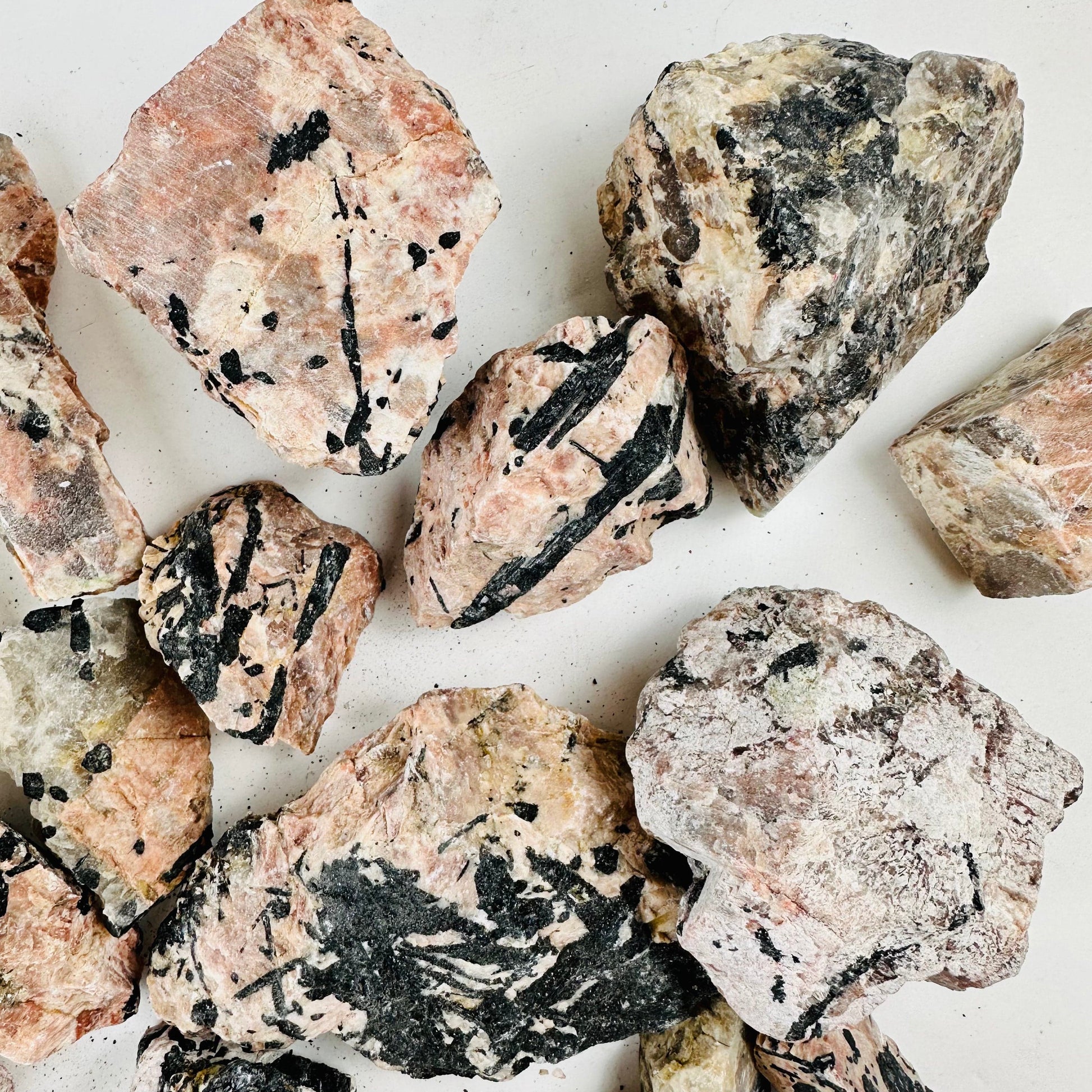 Black Tourmaline on Matrix - Rough Assorted Sizes up close