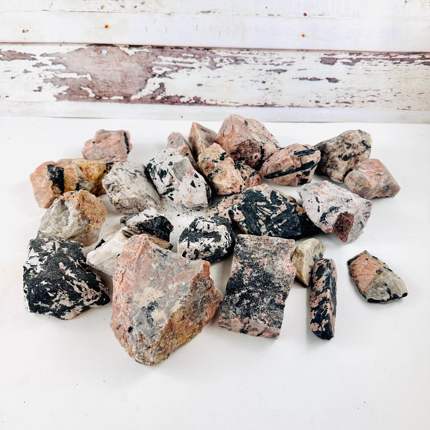 Black Tourmaline on Matrix - Rough Assorted Size - 5 KILO worth from a side view