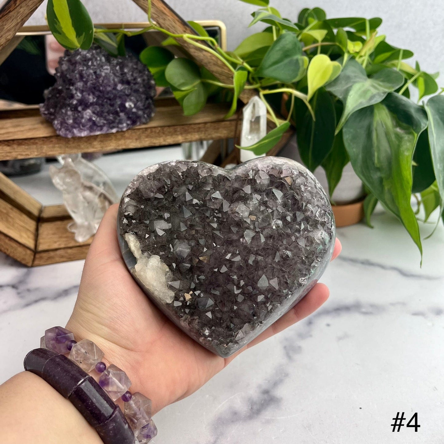 Purple Amethyst Druzy Hearts Front View Of Choice Number Four