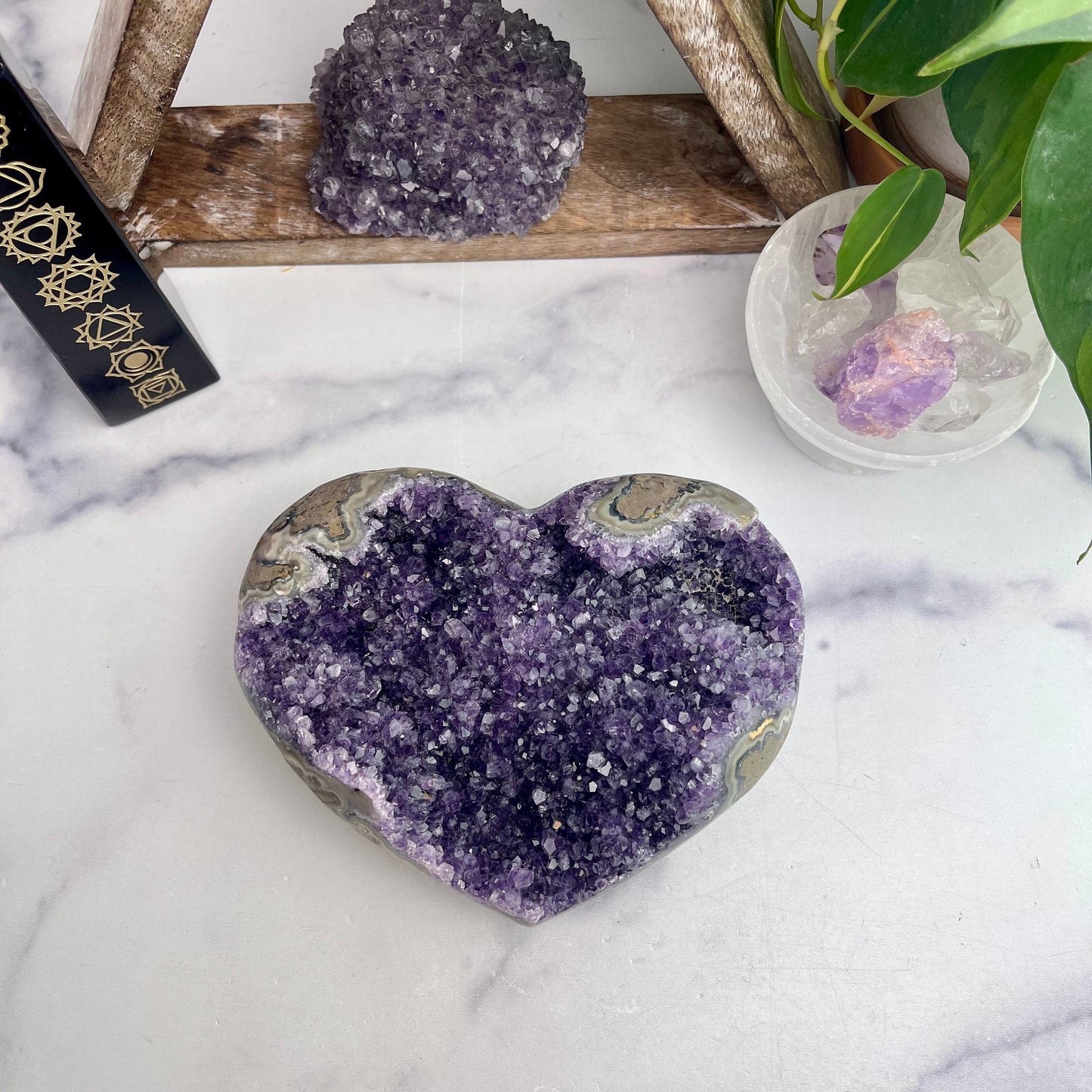 Amethyst Heart Purple Druzy Front View 