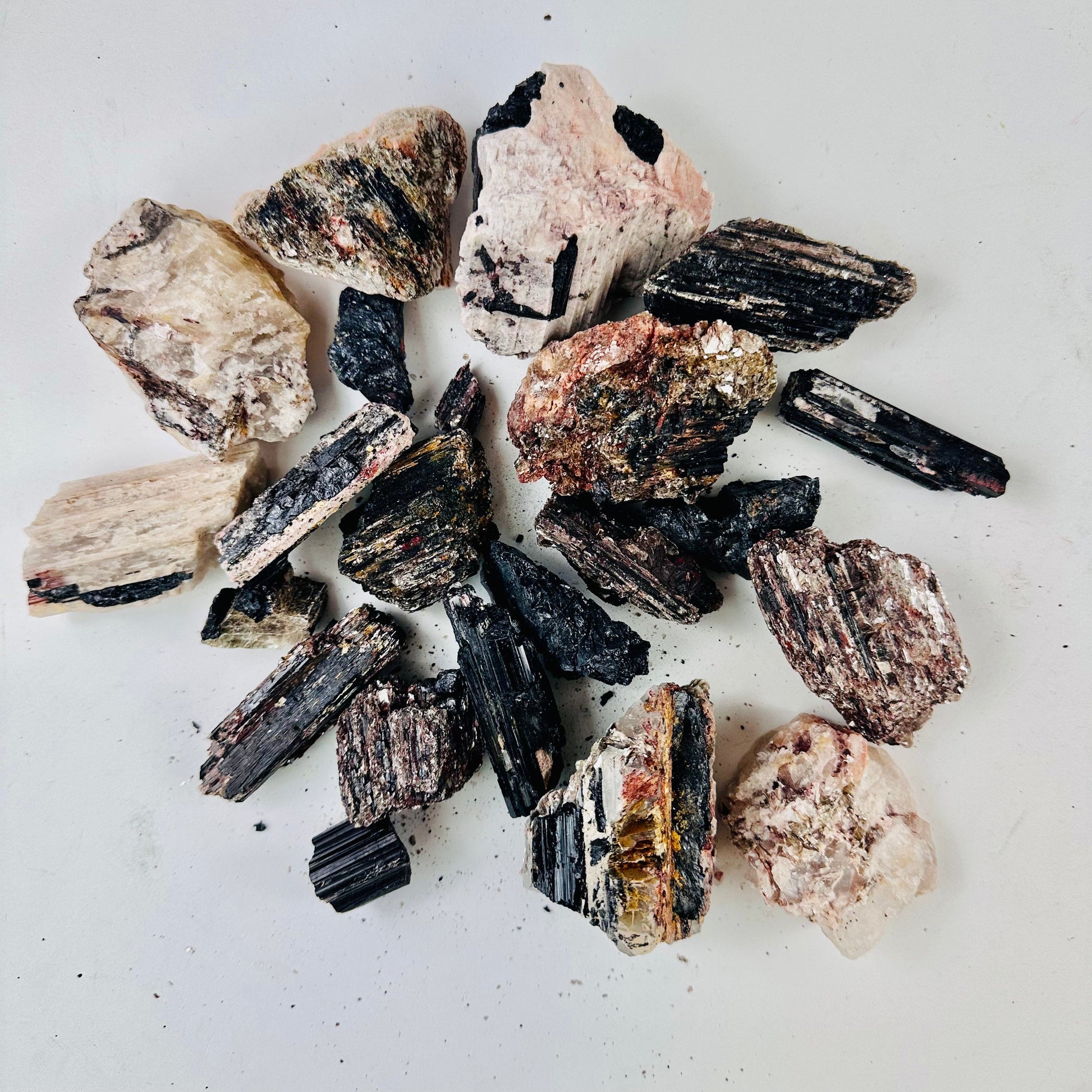 Black Tourmaline, on Matrix and Mica - Rough Assorted Size - 1 KILO worth