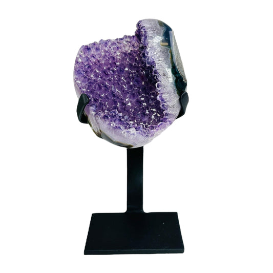 amethyst with stand on white background