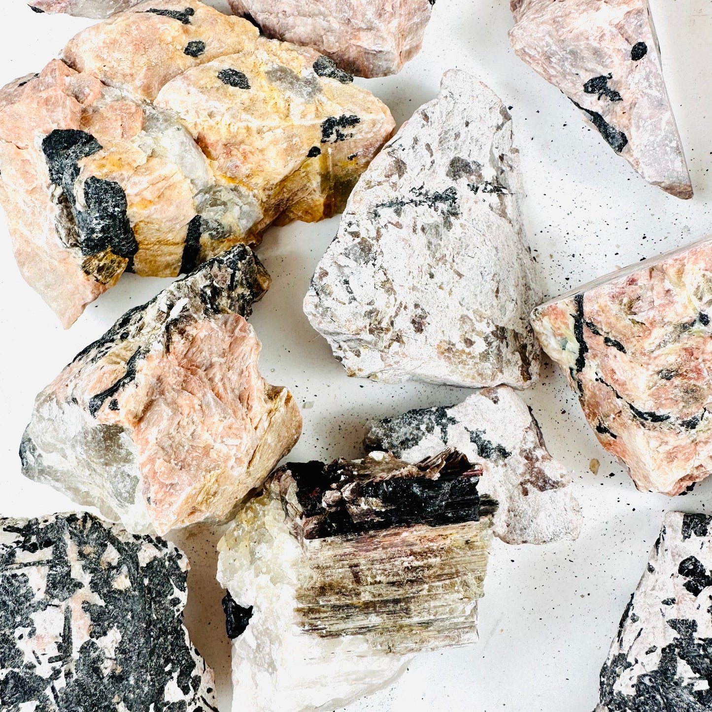 Black Tourmaline on Matrix - Rough Assorted Size  up close