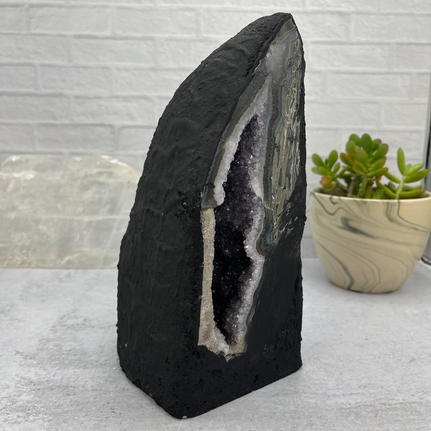 Amethyst Cathedral Geode Crystal - OOAK- front side view