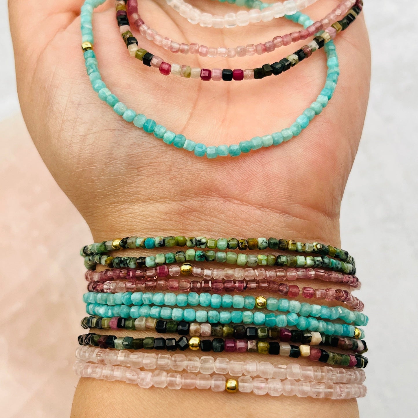 Gemstone Bracelets - 2.5mm - Faceted Cube High Quality
