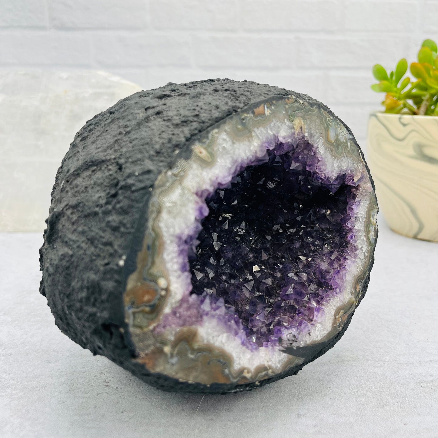 Amethyst Cathedral Geode Crystal - OOAK - Front Side View