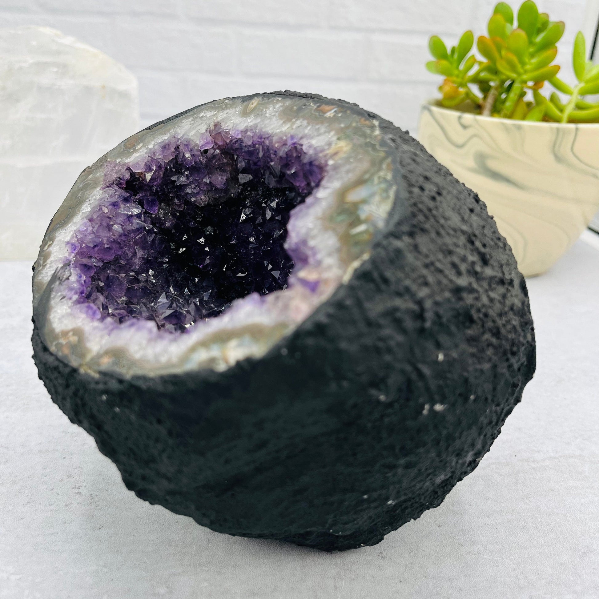 Amethyst Cathedral Geode Crystal - OOAK - Front Side View
