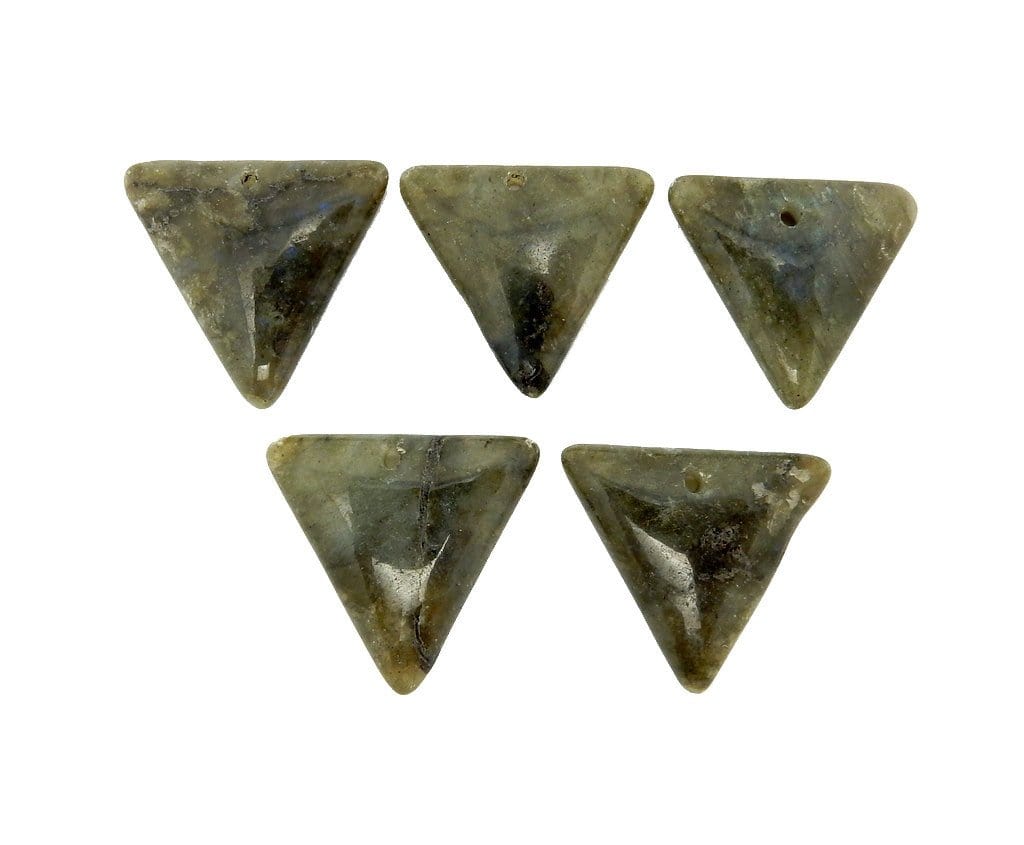 labradorite beads on white background