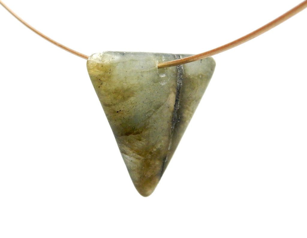 labradorite beads on white background