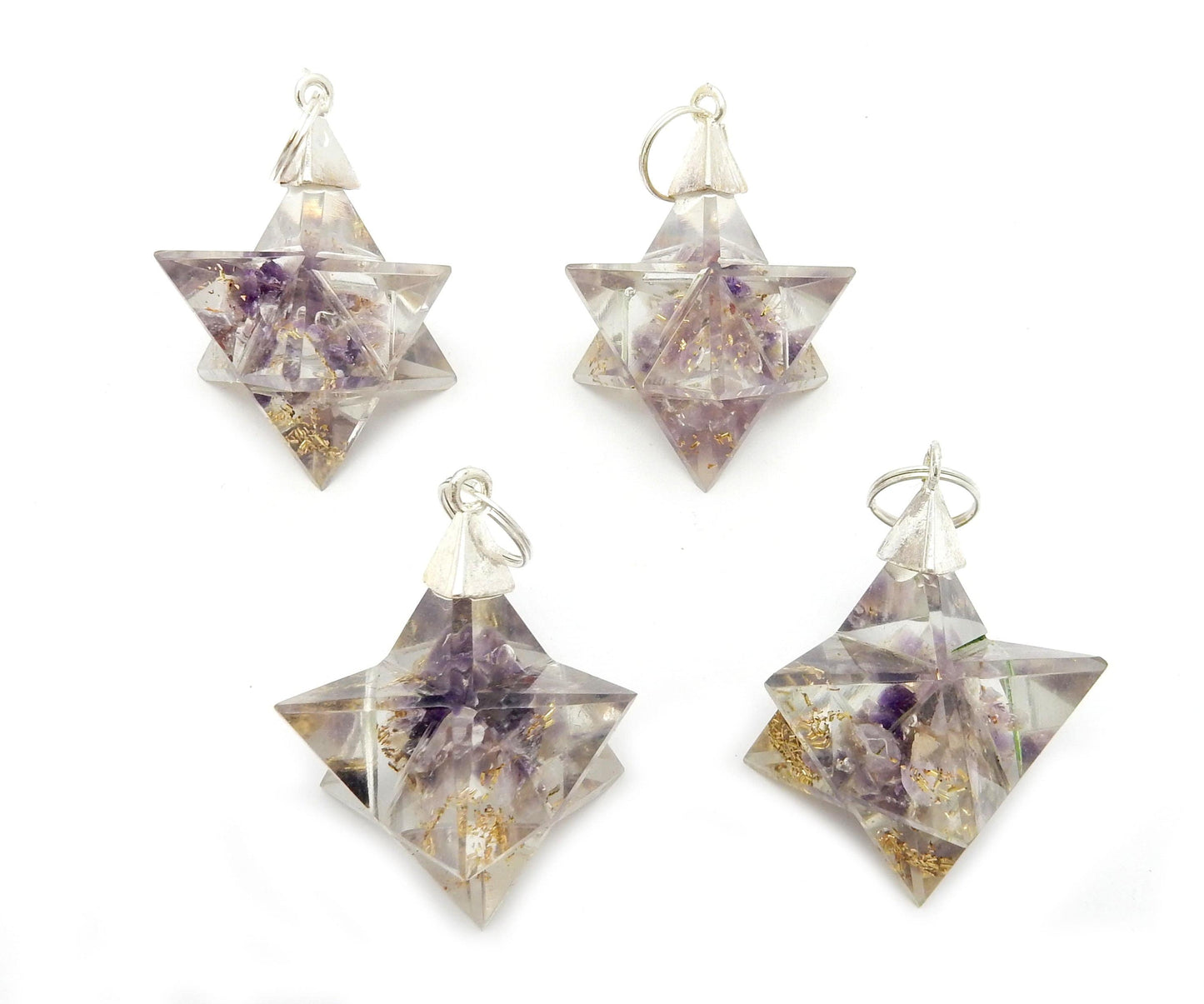 Merkaba - Merkaba Star Orgone Silver Toned Bail Pendant - 4 in pic