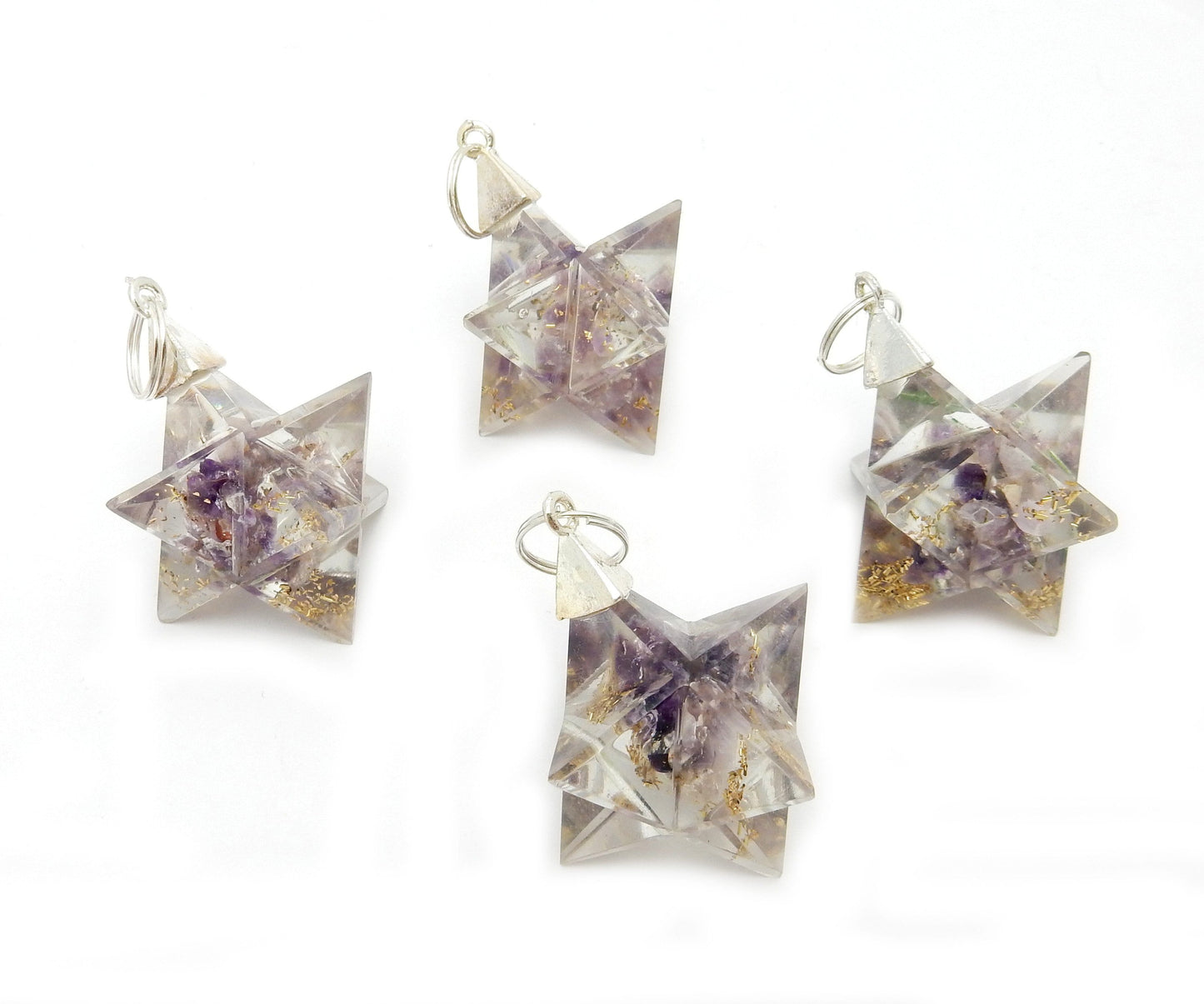 Merkaba - Merkaba Star Orgone Silver Toned Bail Pendant - side view